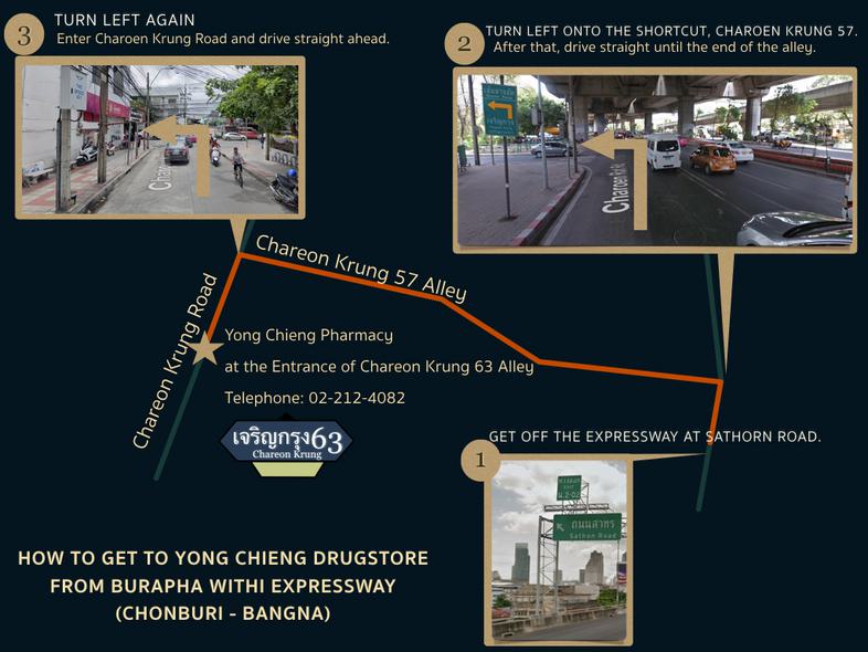 如何使用 Burapha Withi Expressway (Chonburi-Bangna-Sukhumvit) 前往 Yong Chieng Chinese Pharmacy